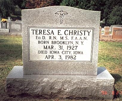 Photo of Teresa Christy's grave courtesy of M. Patricia Donahue