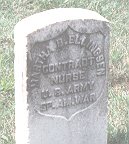 Photograph by Linda Strodtman of gravestone of a US Army Contract nurse buried at Arlington National Cemetery.