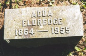 Grave of Adda Eldredge in Fond du Lac, WS.  Photo by Signe S. Cooper