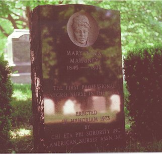 The monument erected in 1973 by Chi Eta Phi and ANA at the Woodlawn Cemetery, Everett MA